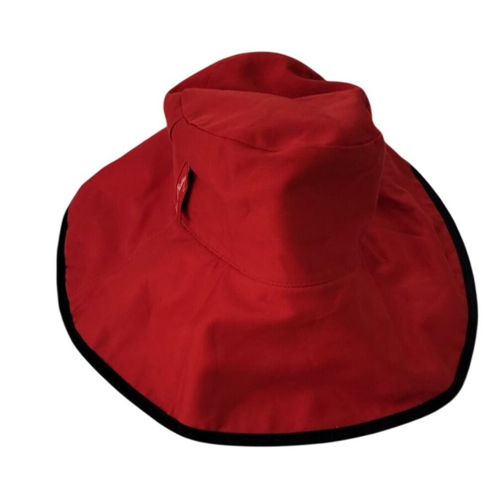 Vera Bradley Reversible Bucket Hat Red & Blue Paisley Floral Print Wide Brim - Picture 9 of 9